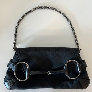 Vintage Gucci GG monogram clutch with shoulder strap